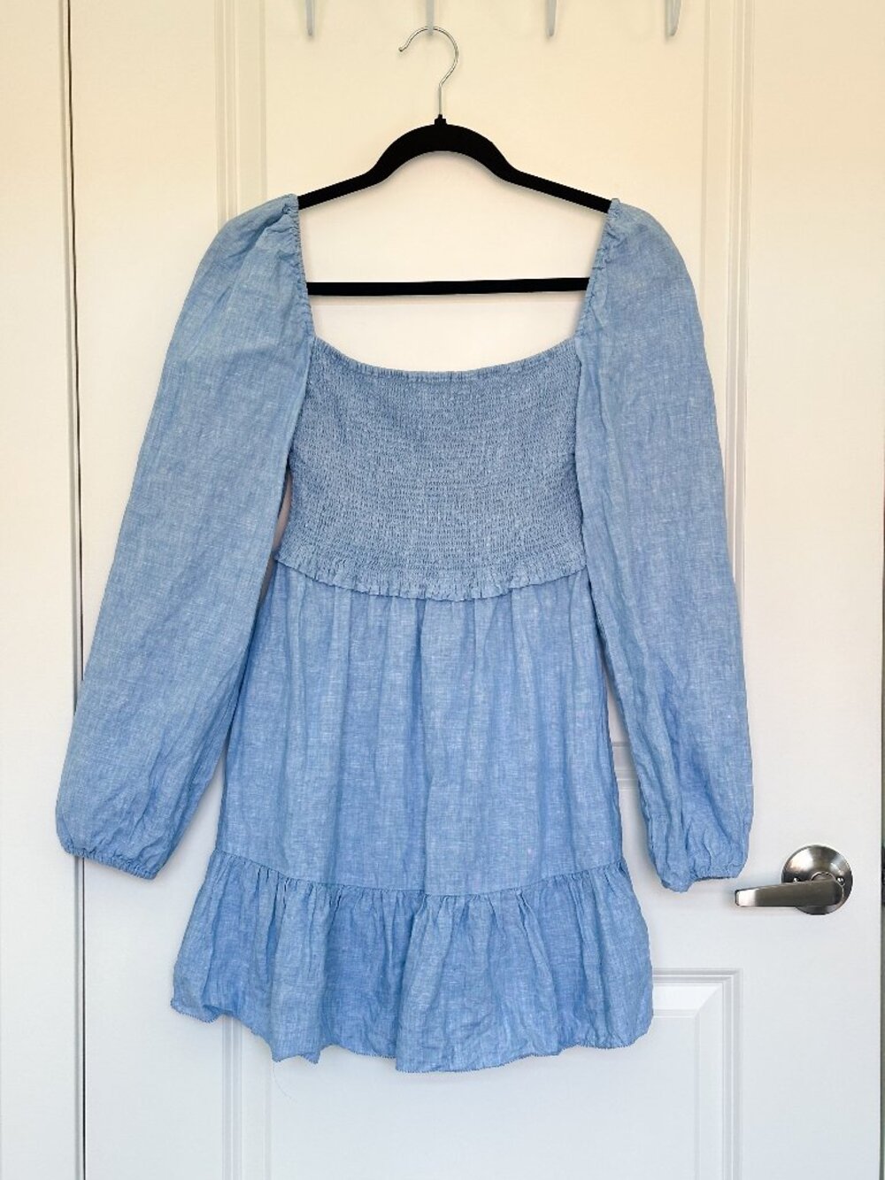 Aritzia Wilfred Tempest Linen Mini Dress in Blue | Size: Small